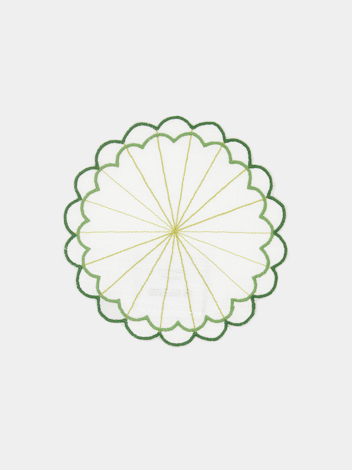 Los Encajeros - Escamas Embroidered Linen Coasters (Set of 6) - Green - ABASK - 