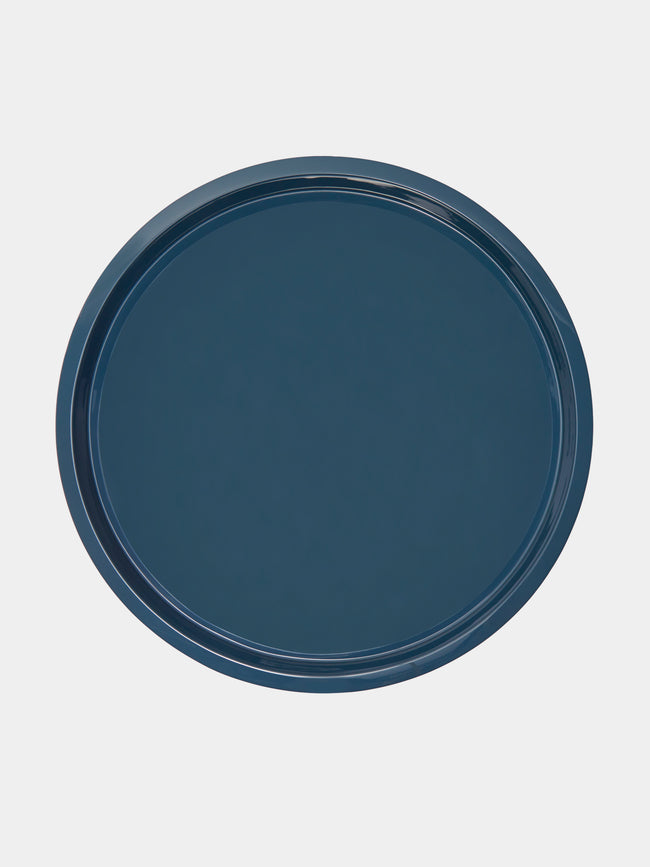 The Lacquer Company - Large Circular Tray - Blue - ABASK