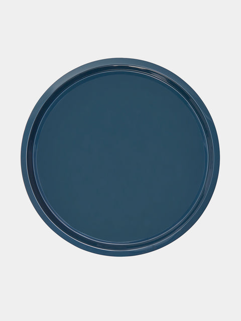 The Lacquer Company - Lacquered Large Circular Tray - Blue - ABASK