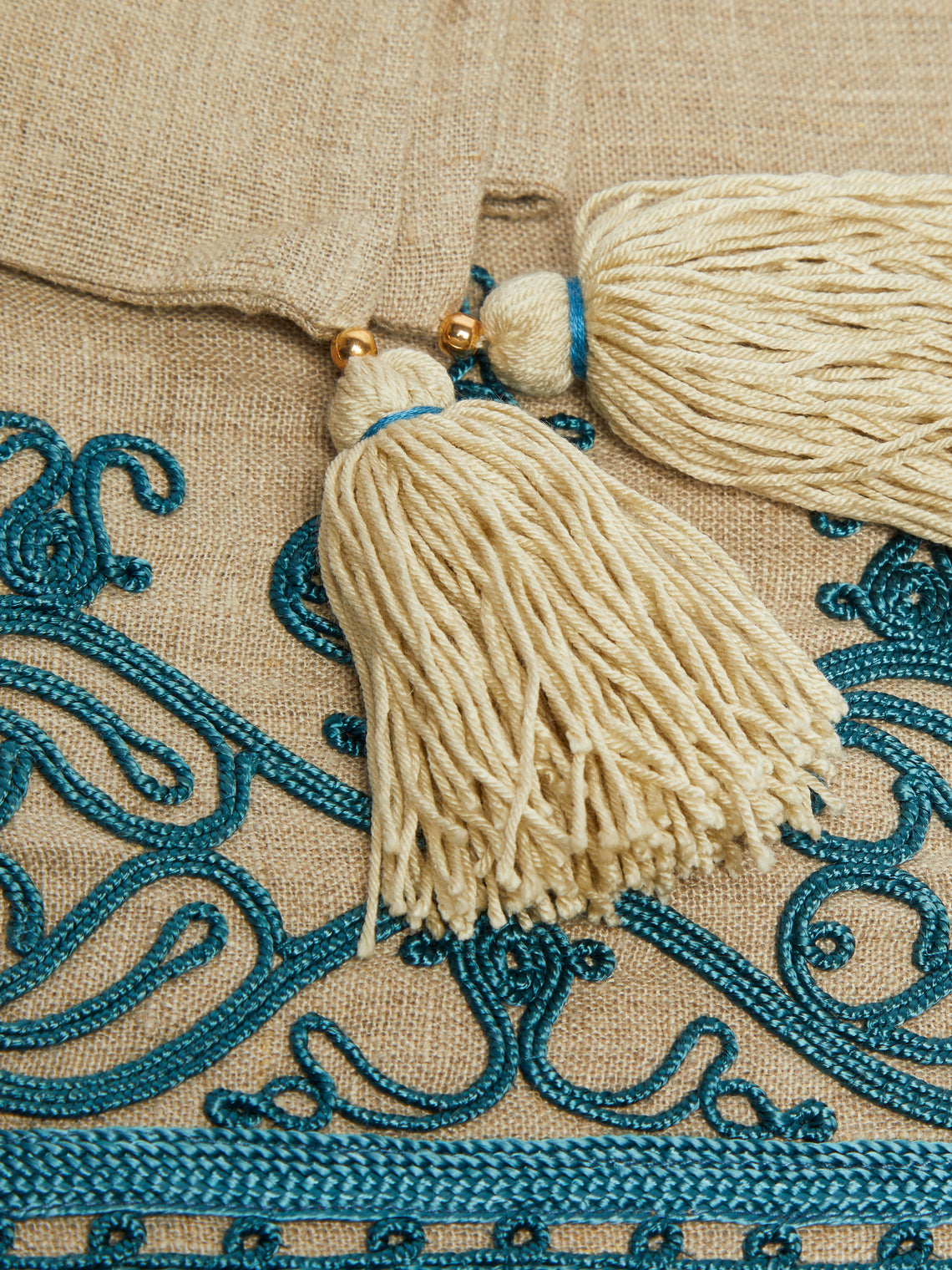 Malaika - Mamlouk Hand-Embroidered Linen Tablecloth - Blue - ABASK