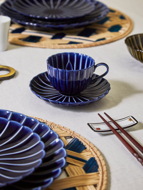 Kaneko Kohyo - Giyaman Urushi Ceramic Coffee Cups (Set of 4) - Blue - ABASK