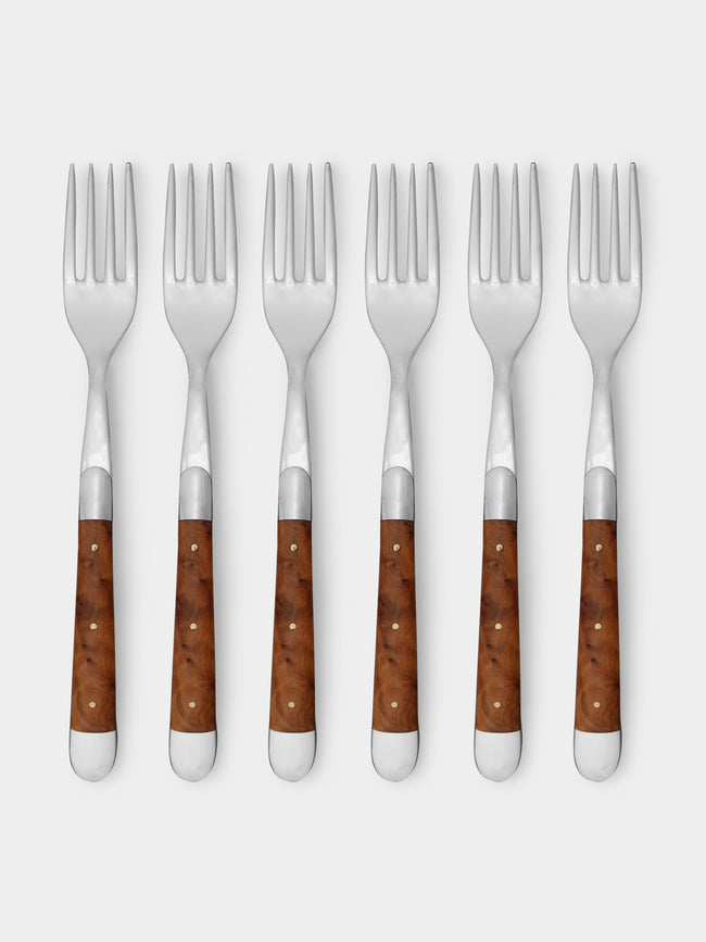 Forge de Laguiole - Thuya Wood Table Fork (Set of 6) - Silver - ABASK