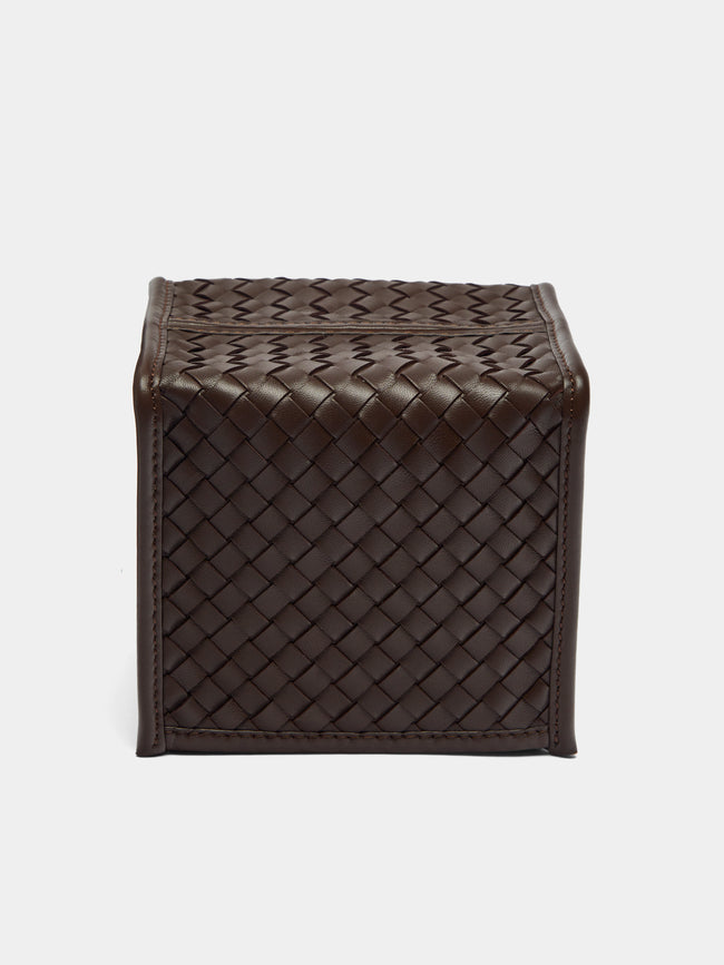 Riviere - Woven Leather Tissue Box - Brown - ABASK - 