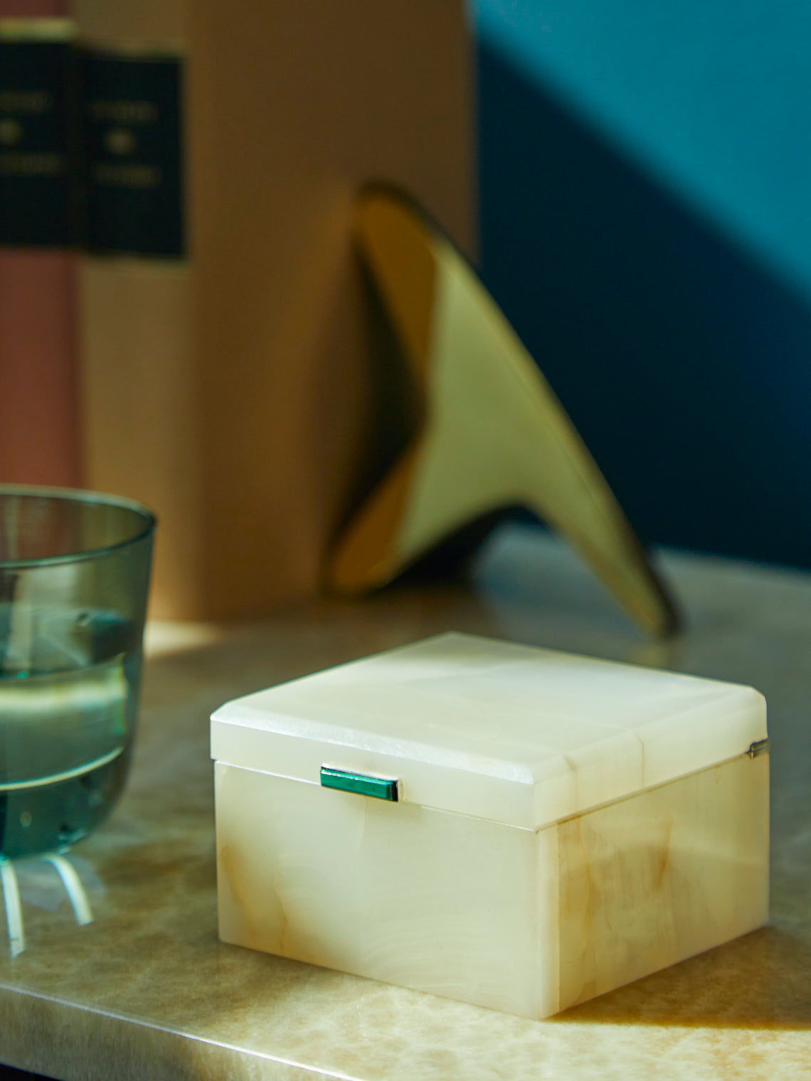 Antique and Vintage - 1937 White Onyx and Malachite Box -  - ABASK