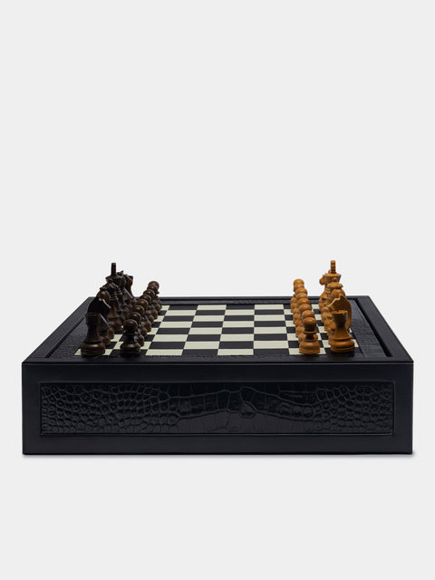 Renzo Romagnoli - Leather Chess and Poker Games Compendium - Black - ABASK - 