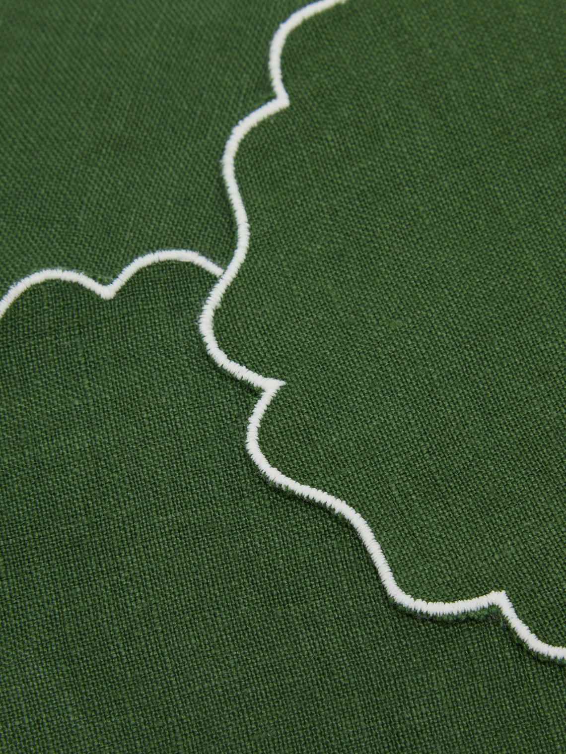 Los Encajeros - Alhambra Embroidered Linen Coaster (Set of 6) - Green - ABASK