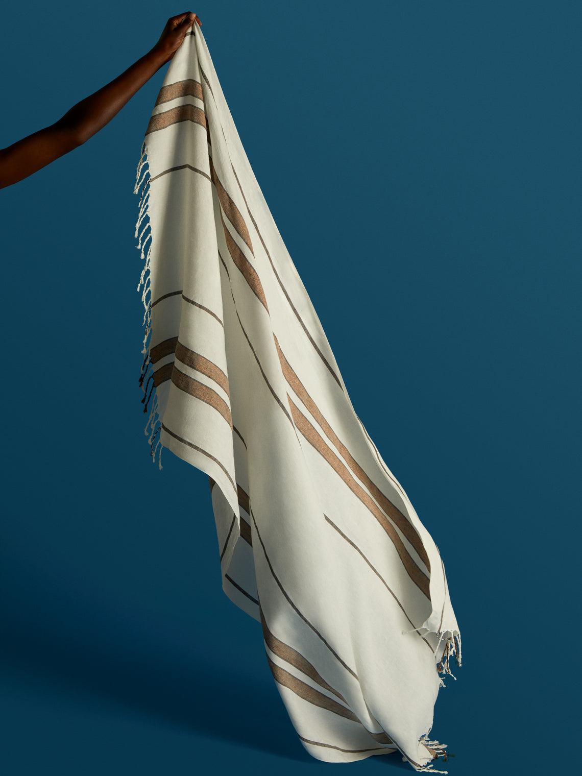Brunello Cucinelli - Stripe Linen Blanket - White - ABASK