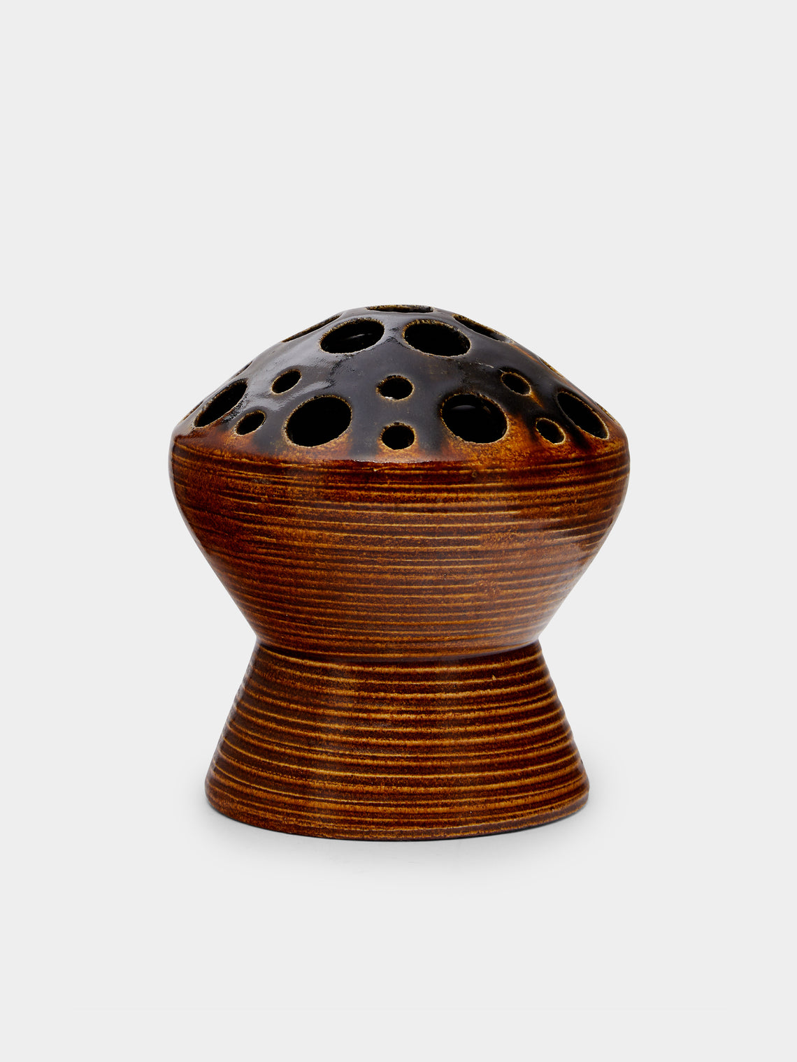 Antique and Vintage - 1970s Accolay Flower Frog Vase - Brown - ABASK - 