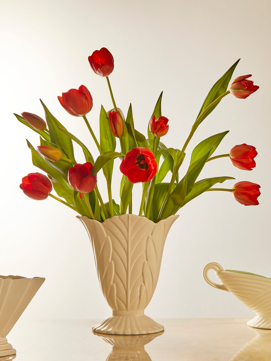 Antique and Vintage - 1930-1940 Leaf Embossed Ceramic Vase -  - ABASK