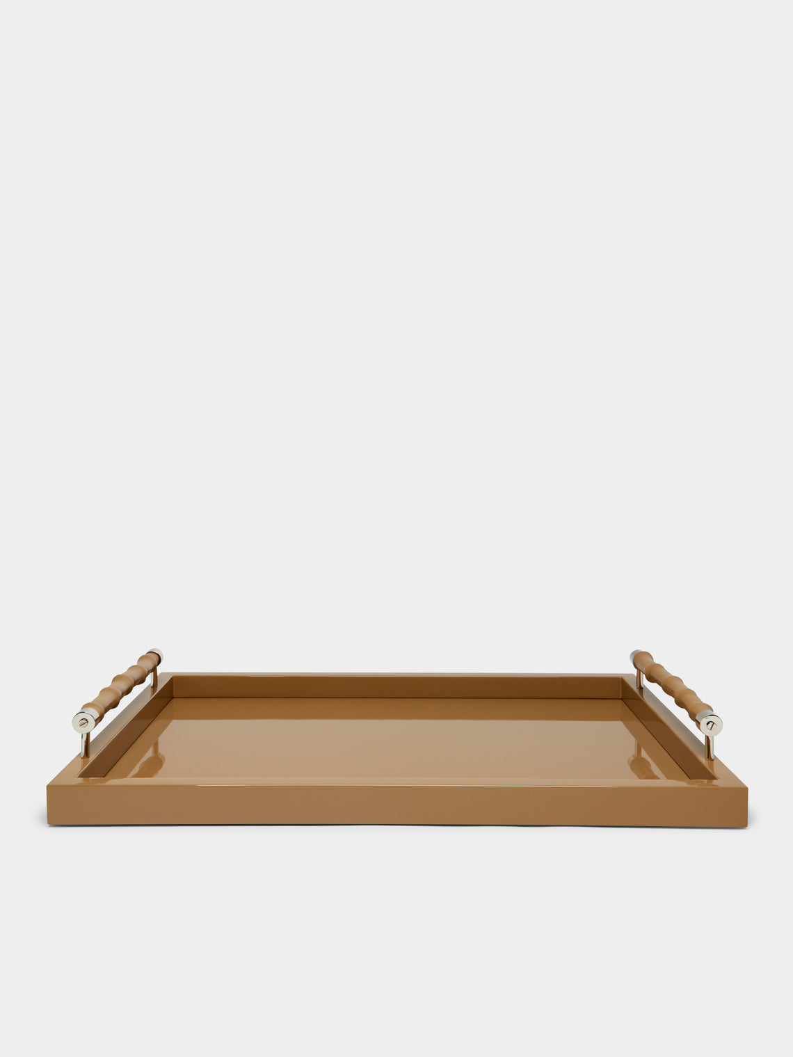 Riviere - Lacquered Leather Tray - Taupe - ABASK - 
