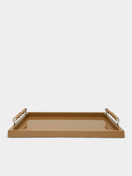 Riviere - Lacquered Leather Tray - Taupe - ABASK - 