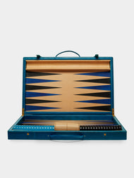 Nick Plant - Wood and Leather Backgammon Board - Blue - ABASK - 