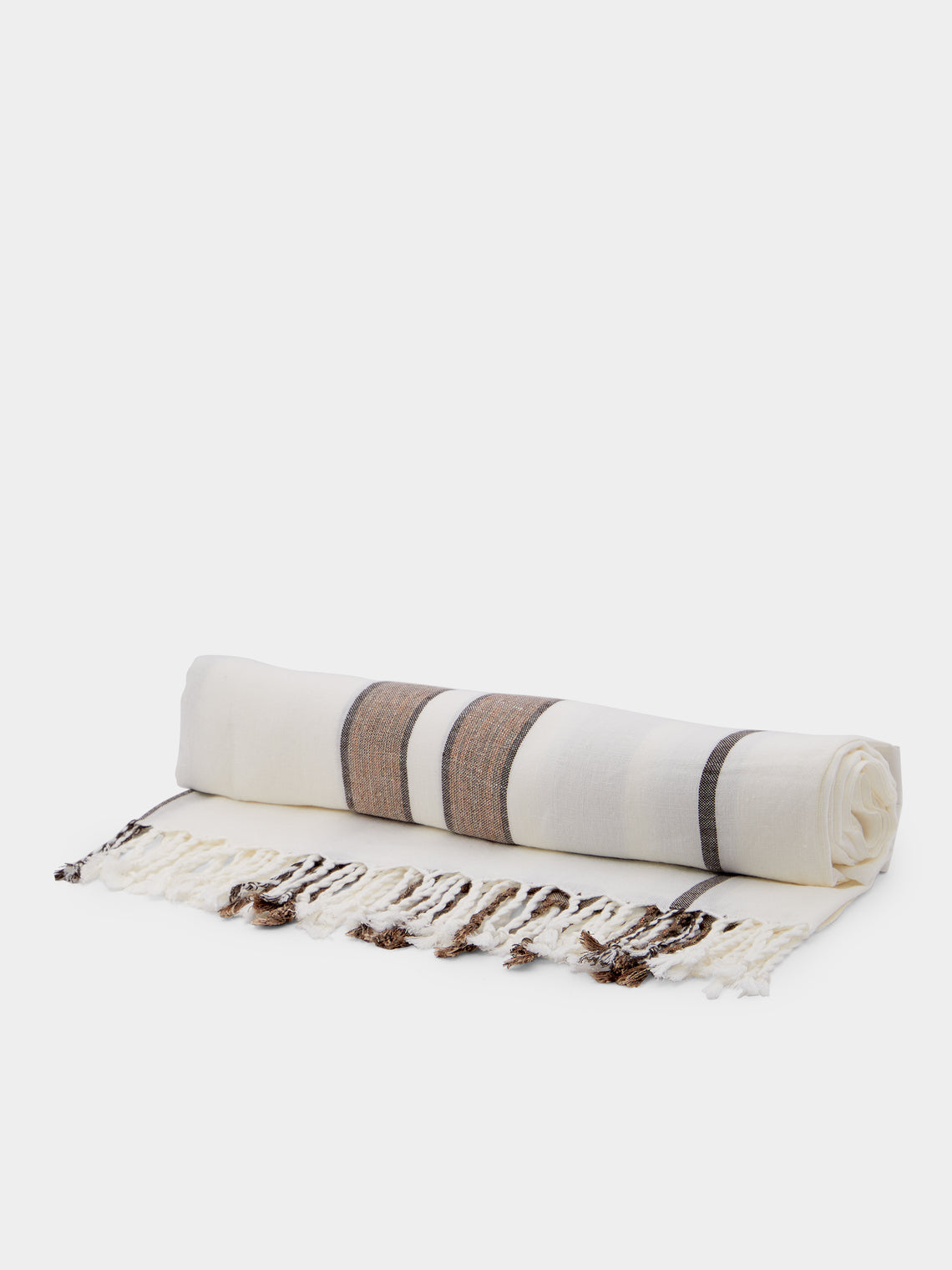 Brunello Cucinelli - Linen Striped Blanket - White - ABASK