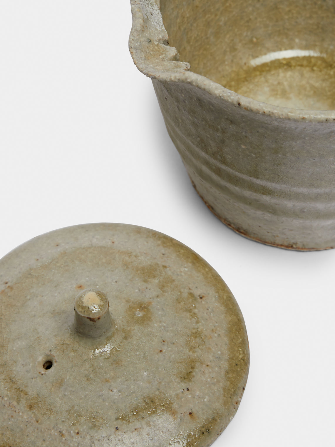 Shiboridashi Ash-Glazed Ceramic Teapot