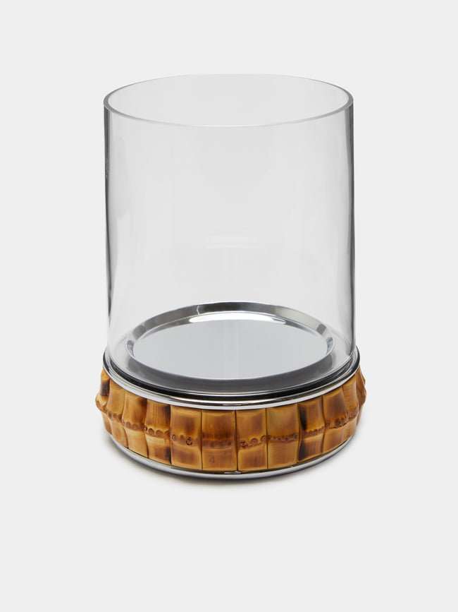 Lorenzi Milano - Bamboo and Glass Large Candle Holder - Brown - ABASK - 