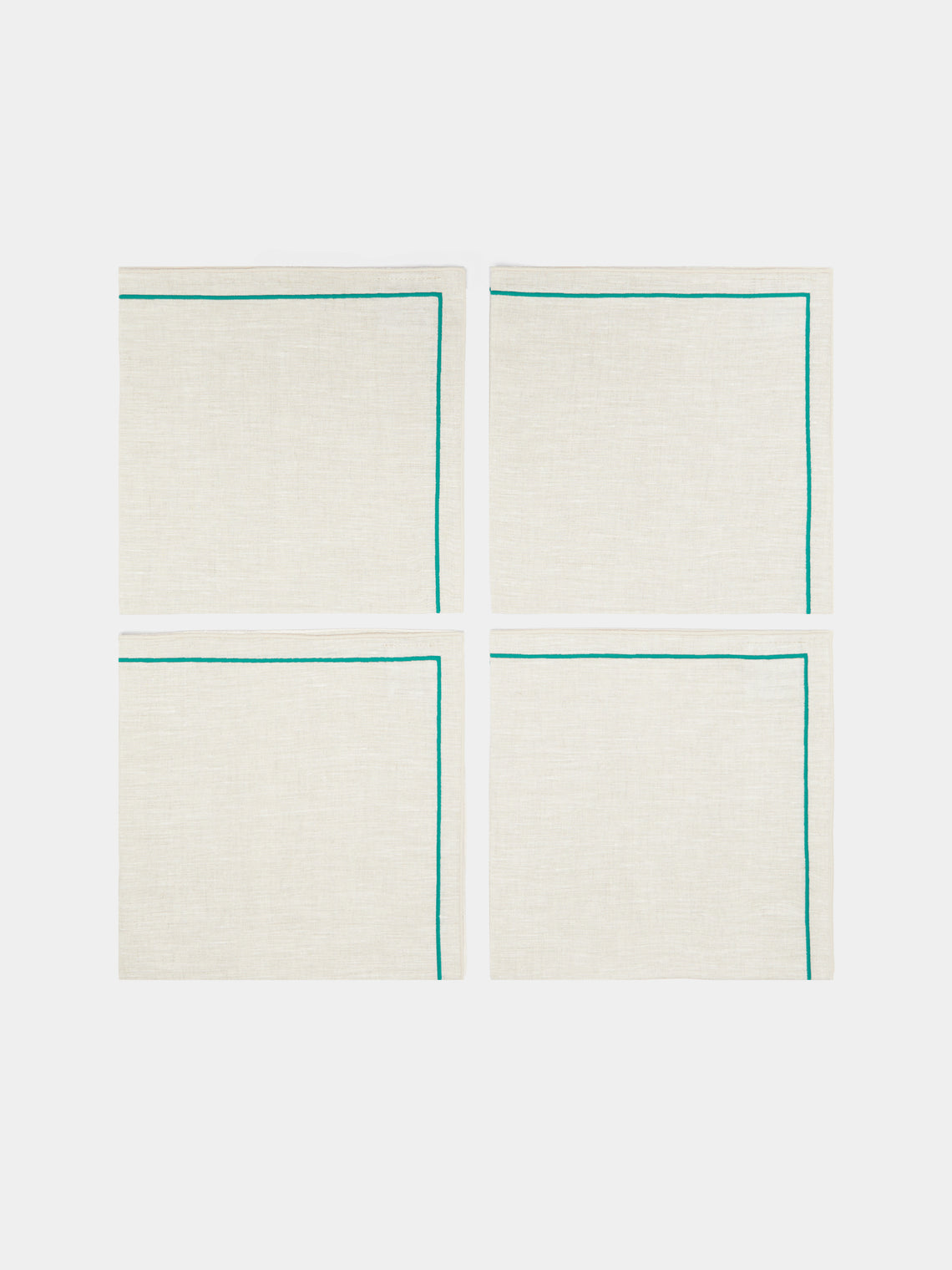Los Encajeros - Vega Embroidered Linen Napkins (Set of 4) - Beige - ABASK