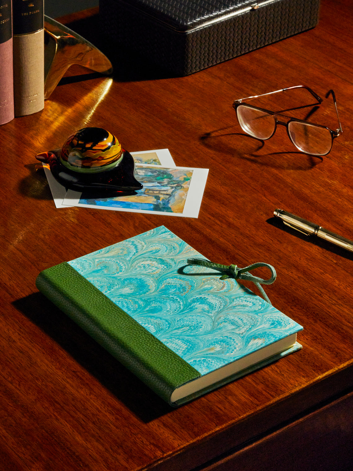 Hand-Marbled Leather Bound Notebook