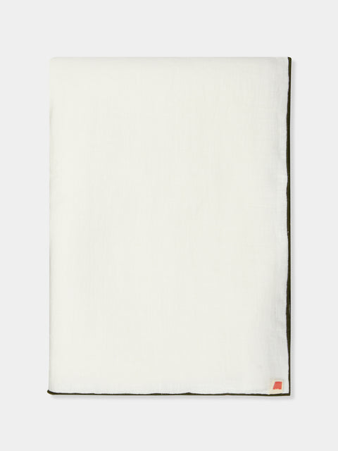Madre Linen - Contrast Edge Linen Tablecloth - White - ABASK - 