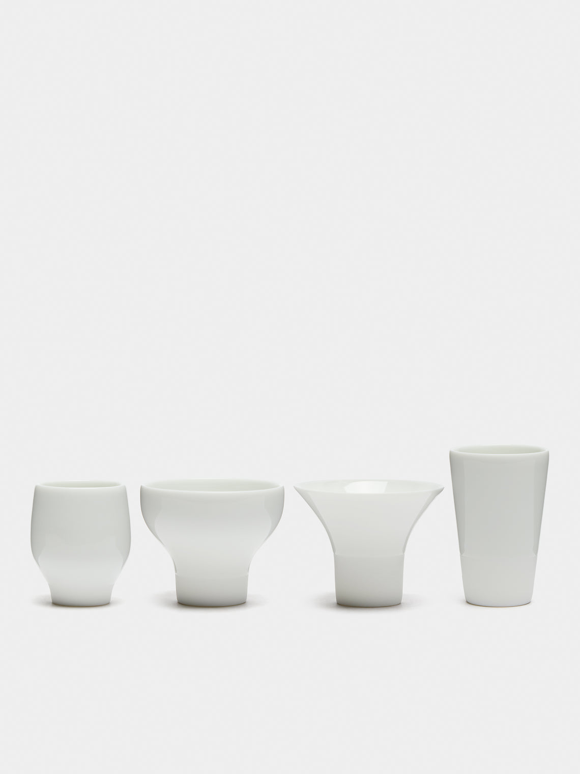 Kaneko Kohyo - Ikkonhai Ceramic Sake Cups (Set of 4) - White - ABASK - 