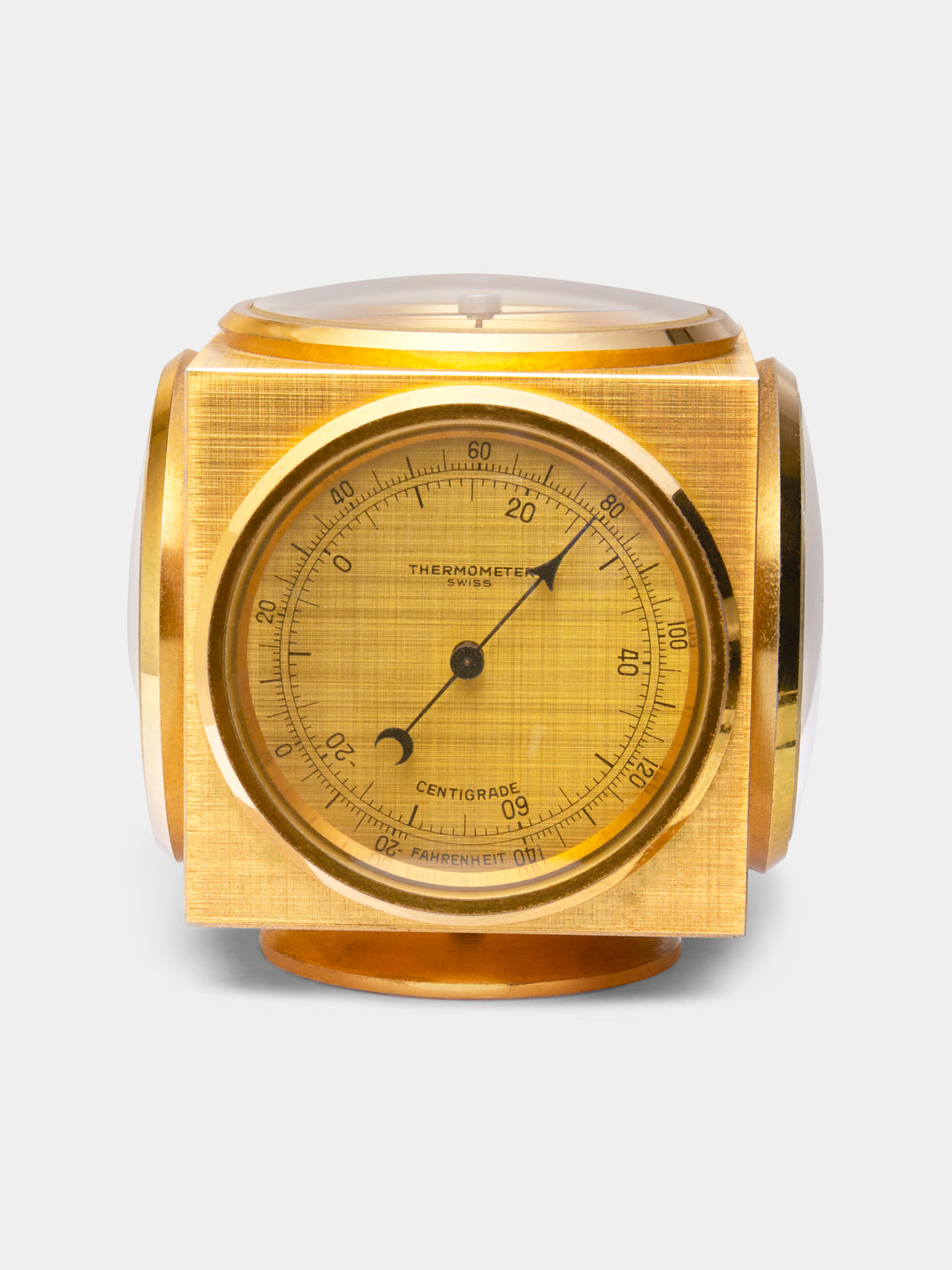 Antique and Vintage - 1960s Guilded Gold Leaf Brass Weather Station - Gold - ABASK - 