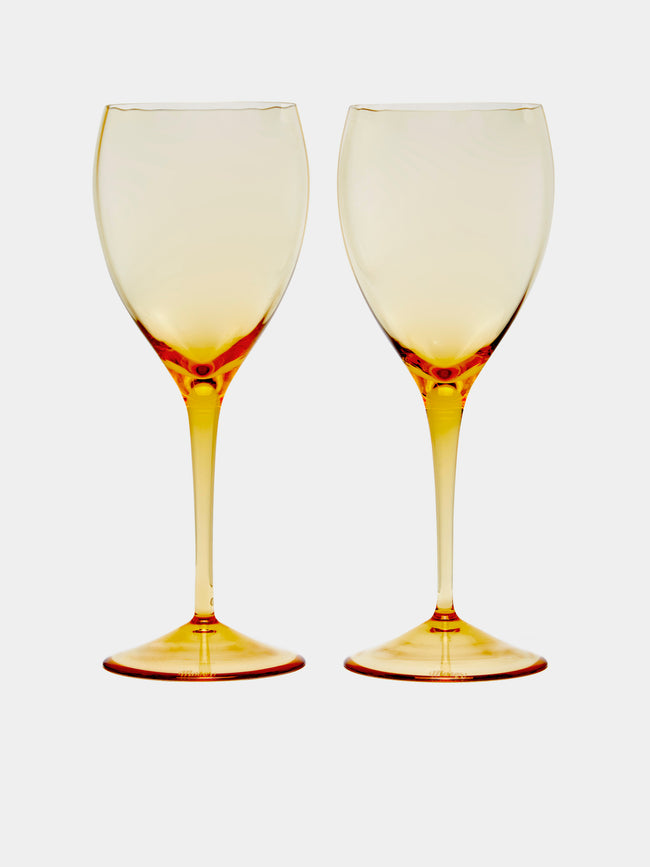 Moser - Optic Hand-Blown Crystal White Wine Glasses (Set of 2) - Yellow - ABASK