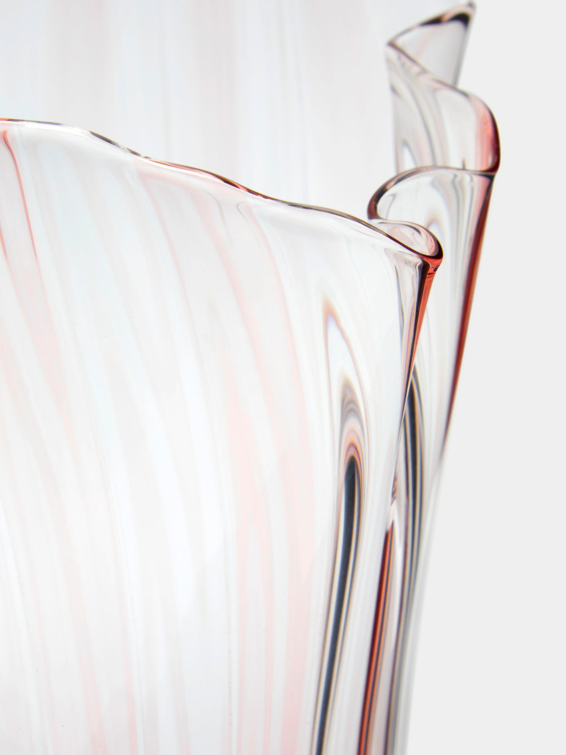 Venini - Fazzoletto a Canne Medium Murano Glass Vase - Pink - ABASK