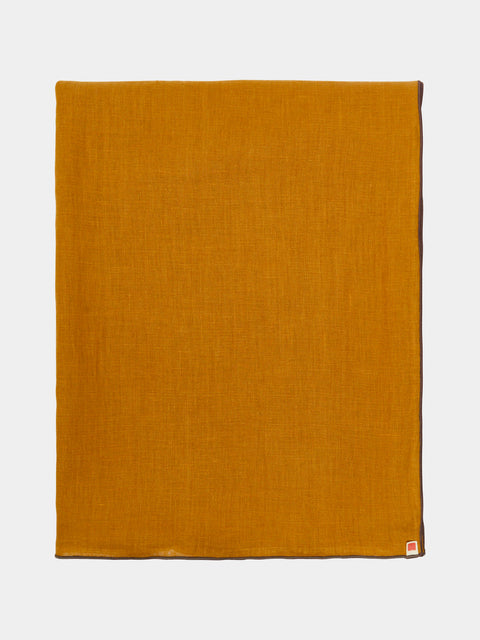 Madre Linen - Contrast Edge Linen Tablecloth - Yellow - ABASK - 