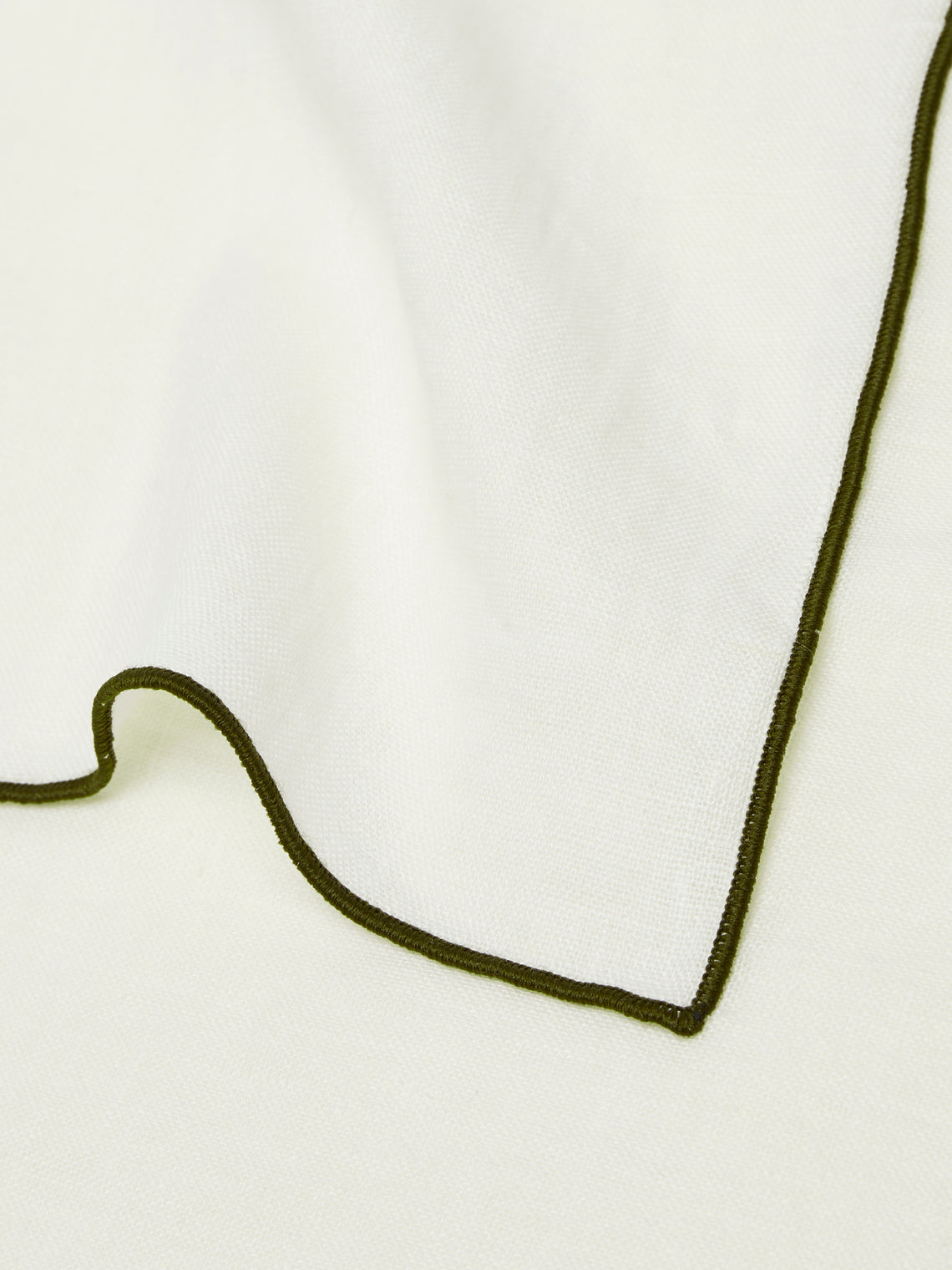 Madre Linen - Contrast Edge Linen Napkin (Set of 4) - White - ABASK