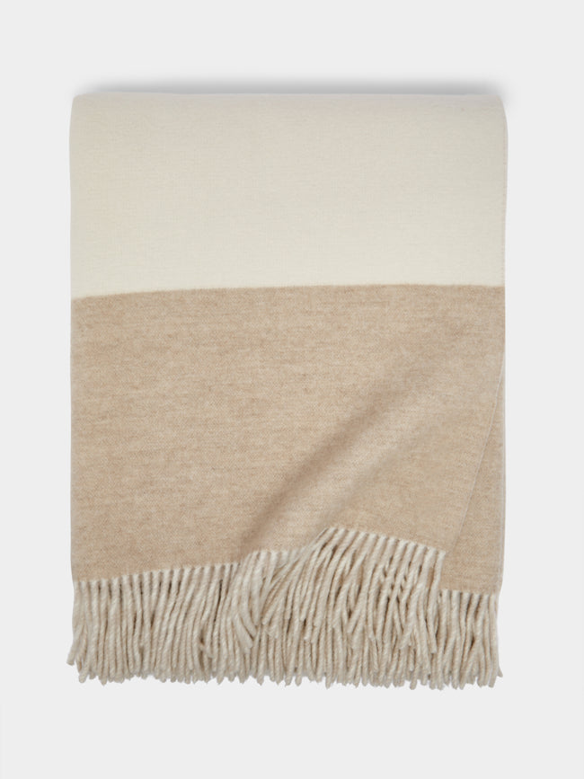 Brunello Cucinelli - Contrast Cashmere Blanket - Beige - ABASK - 