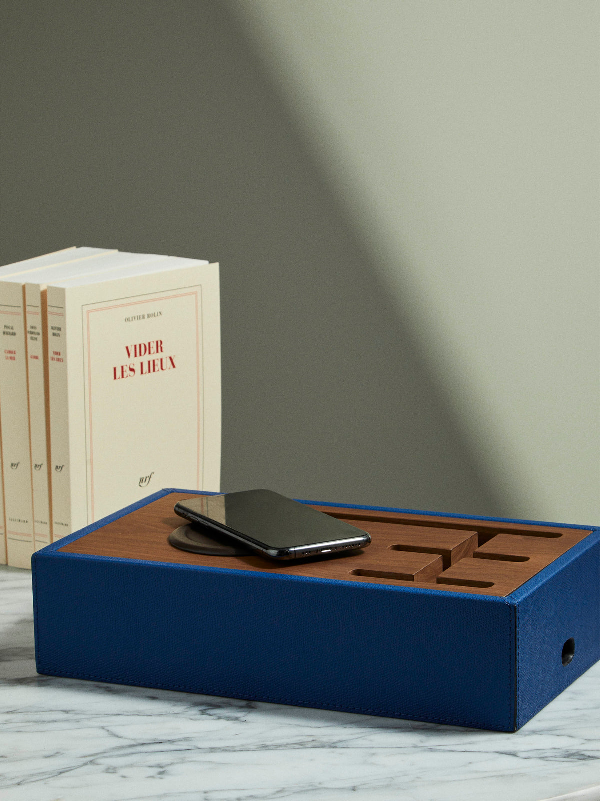 Simon Leather Wood Wireless Charging Station