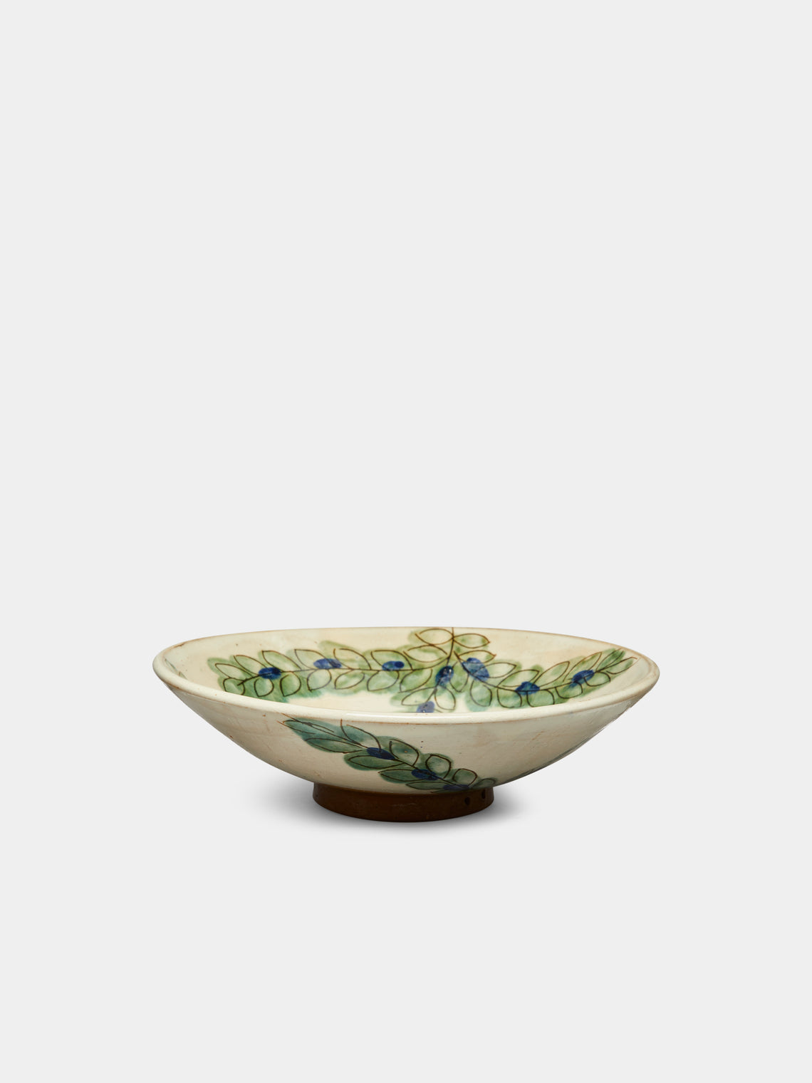 Malaika - Leaves Hand-Painted Ceramic Bowls (Set of 4) - Blue - ABASK - 