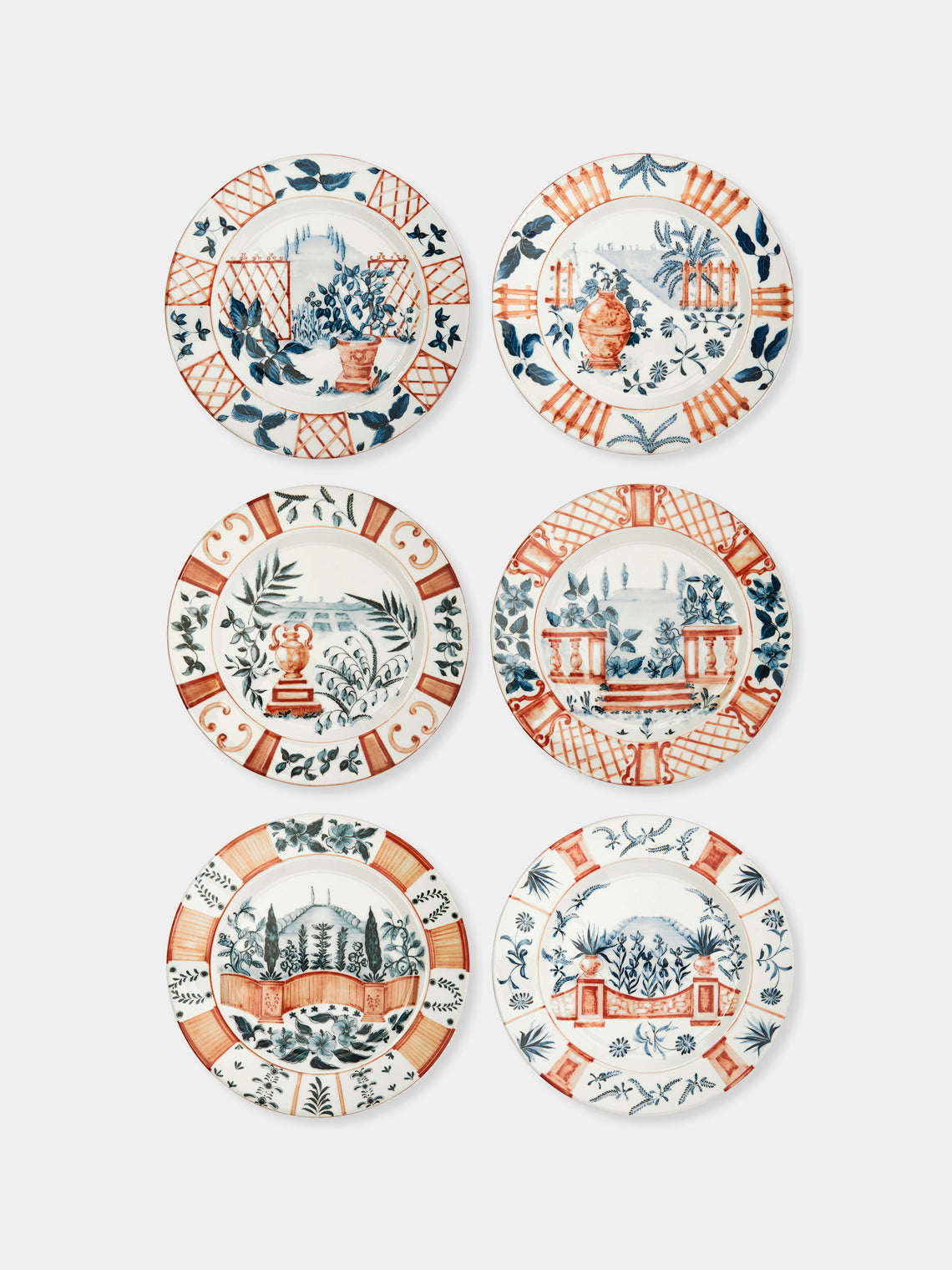 Italian Views Ceramic Dinner Plates – 10.5in/27cm (Set of 6)