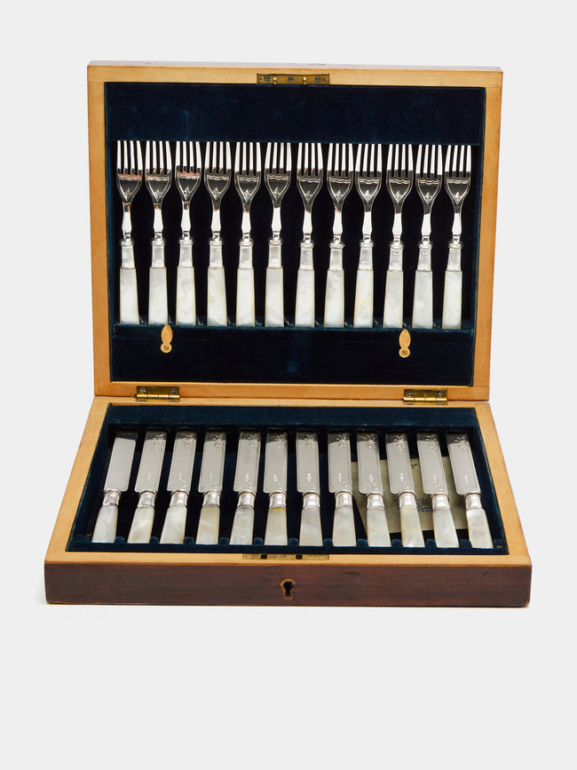 Antique and Vintage - 19th Century Victorian Silver-Plated Cutlery (Set of 12) - Silver - ABASK - 