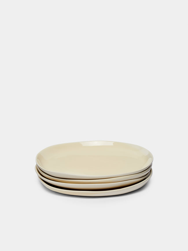 Pottery & Poetry - Hand-Glazed Porcelain Side Plates (Set of 4) - White - ABASK