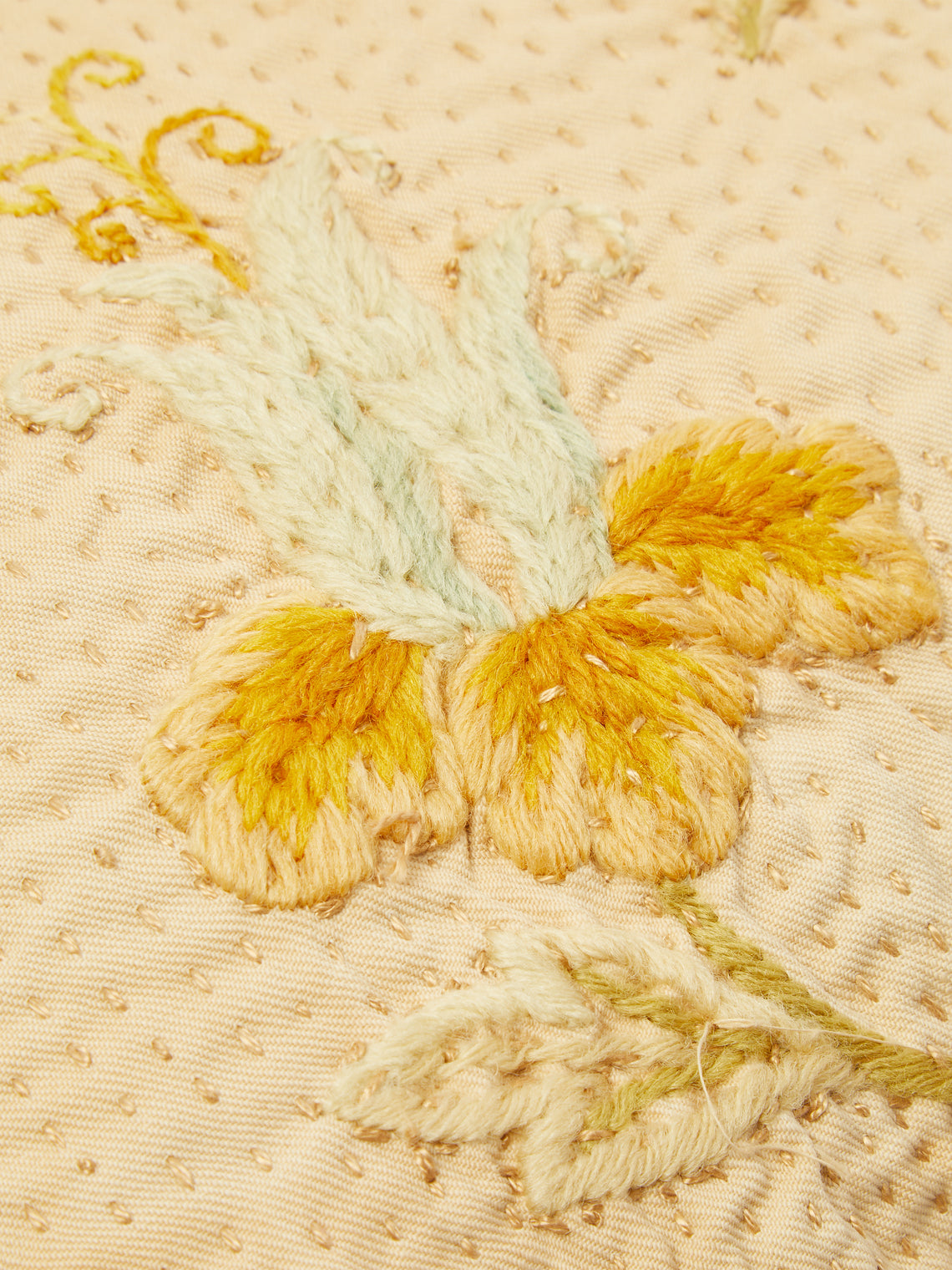 By Walid - 19th-Century Embroidered Wool and Linen Cushion -  - ABASK