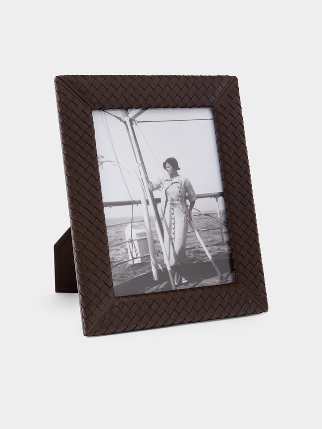 Riviere - Woven Leather Photo Frame - Brown - ABASK - 
