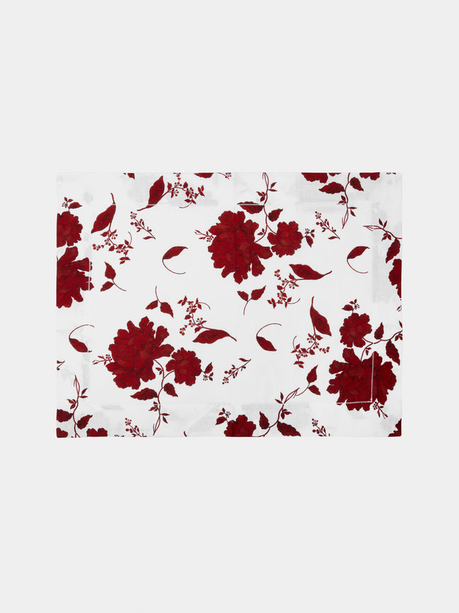 Emilia Wickstead - Floral Linen Placemat (Set of 4) - Red - ABASK - 