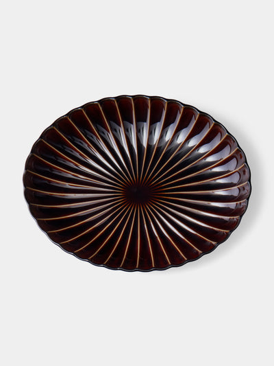 Kaneko Kohyo - Giyaman Urushi Ceramic Oval Platter - Brown - ABASK - 