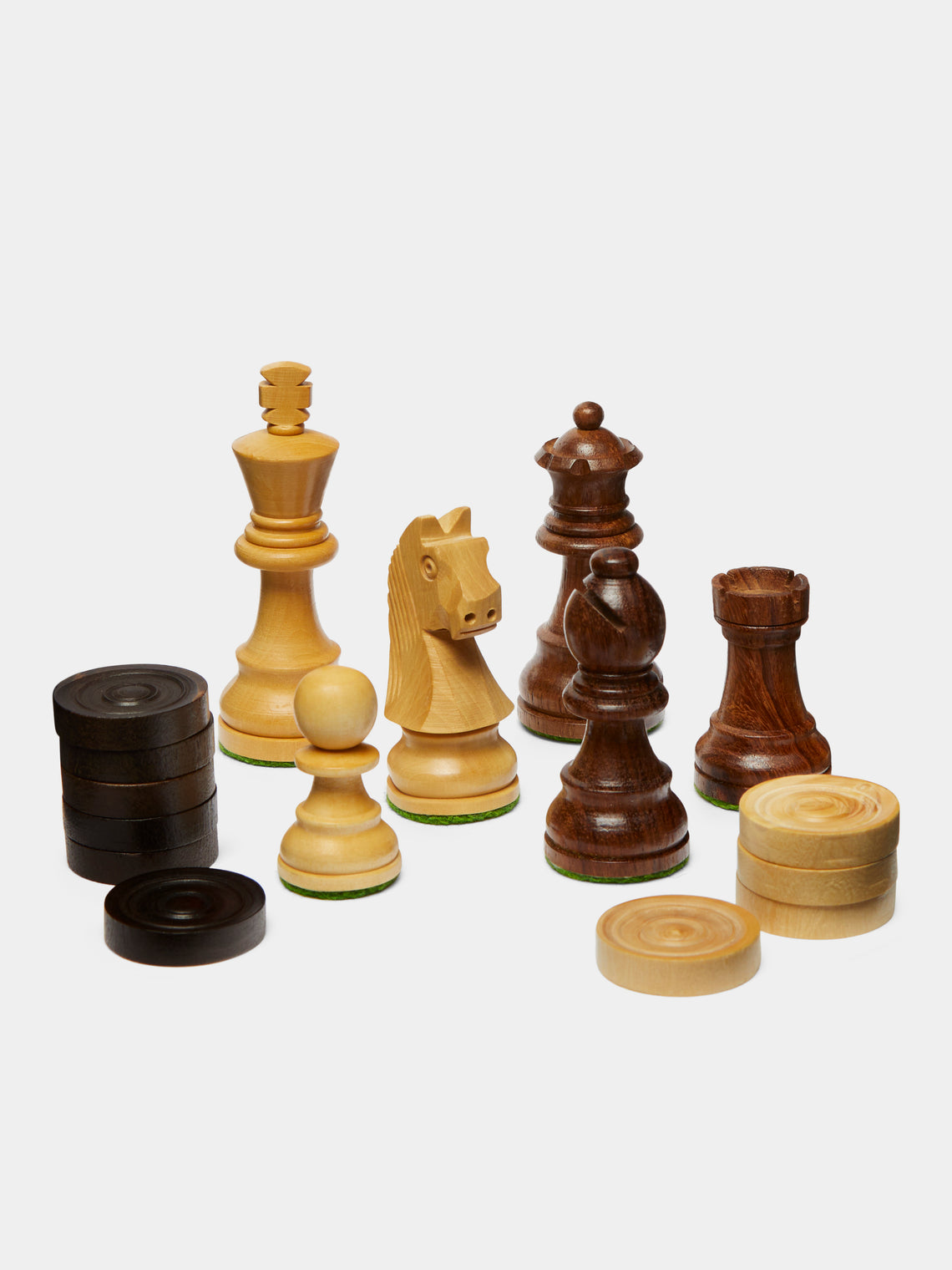 Limewood Chess and Draughts Set