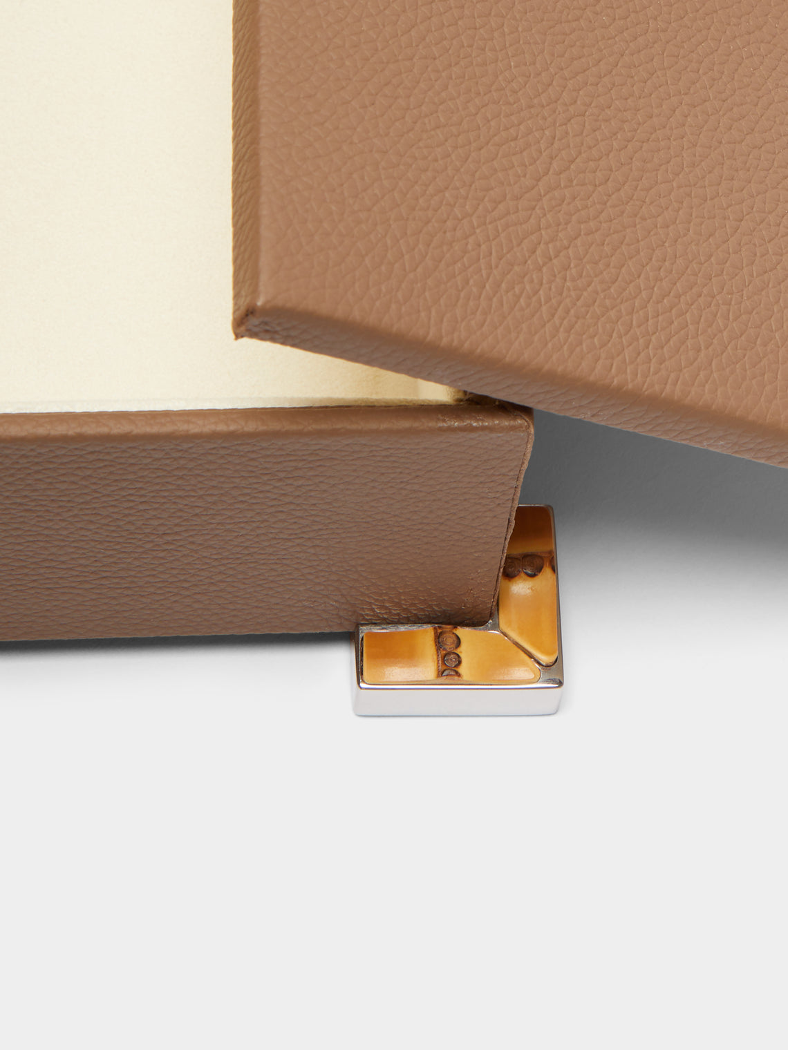 Lorenzi Milano - Bamboo and Leather Rectangular Box - Tan - ABASK