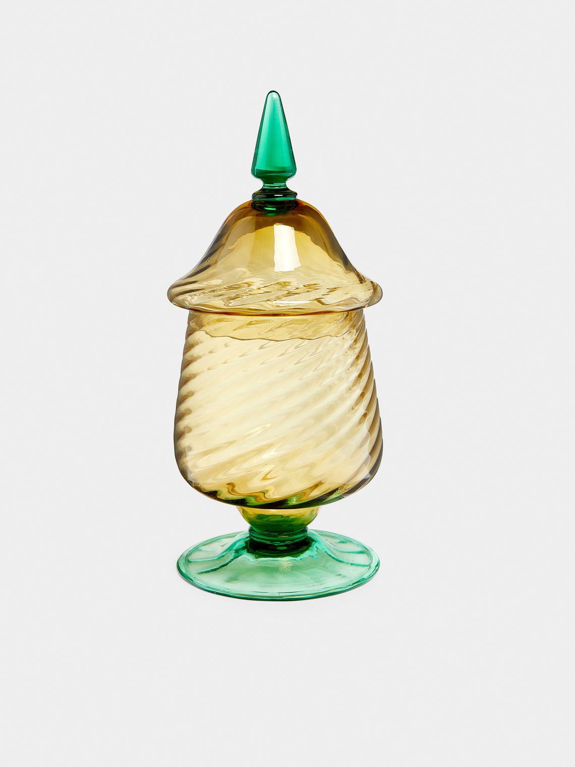 Antique and Vintage - 1925 Steuben Glass Covered Urn - Yellow - ABASK - 