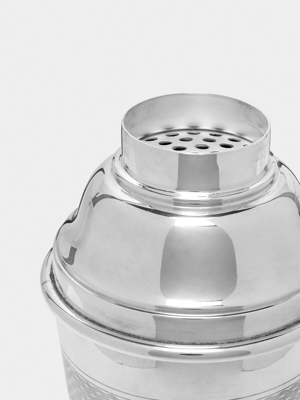 Antique and Vintage - 1930s Silver-Plated Engine Turned Cocktail Shaker - Silver - ABASK