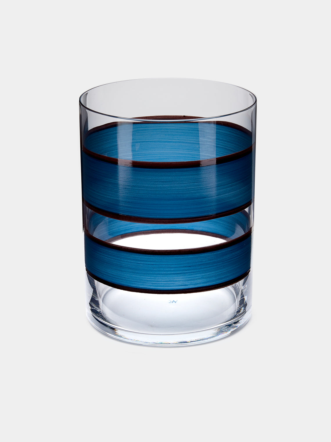 Los Vasos de Agua Clara - Wahaka Stripe Hand-Painted Glass Tumblers (Set of 6) - Blue - ABASK - 