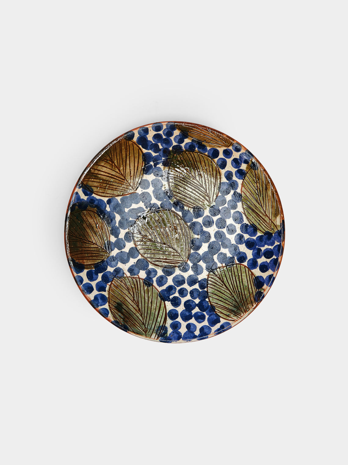 Malaika - Leaves Hand-Painted Plate (Set of 4) - Blue - ABASK - 
