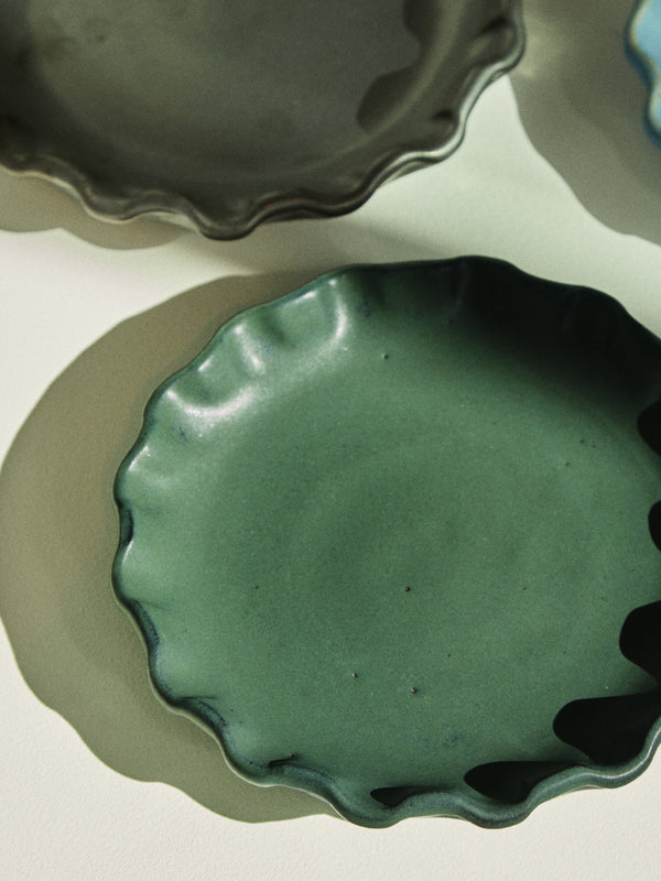 Perla Valtierra - Hand-Glazed Ceramic Lipped Dessert Plates (Set of 4) -  - ABASK