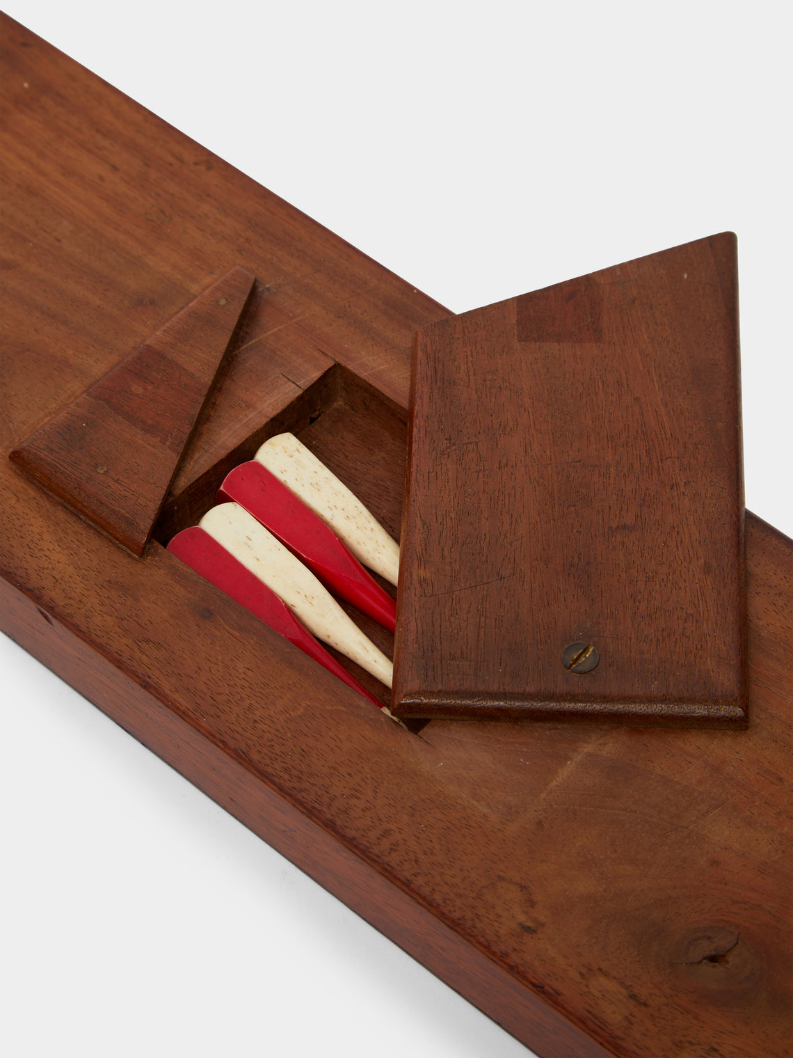 Antique and Vintage - Mid Century Mahogany Cribbage Board -  - ABASK