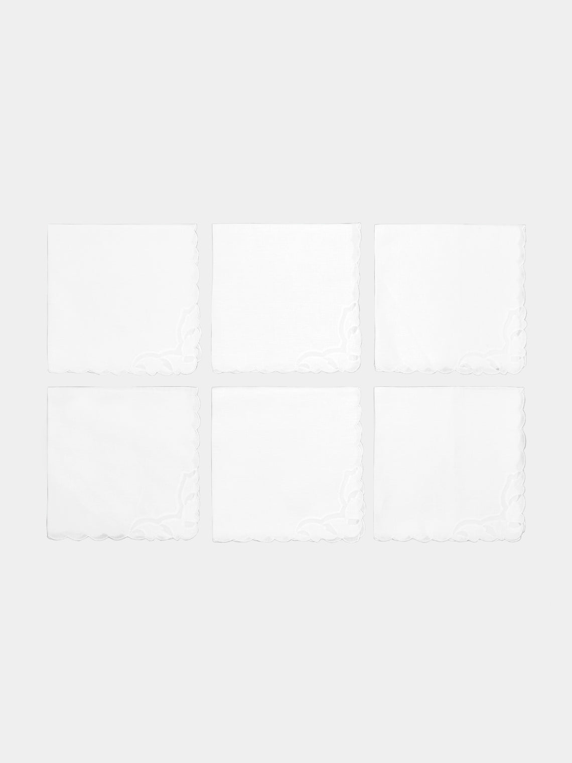 Taf Firenze - Foglie Organza Hand-Embroidered Linen Placemats and Napkins (Set of 6) - Multiple - ABASK