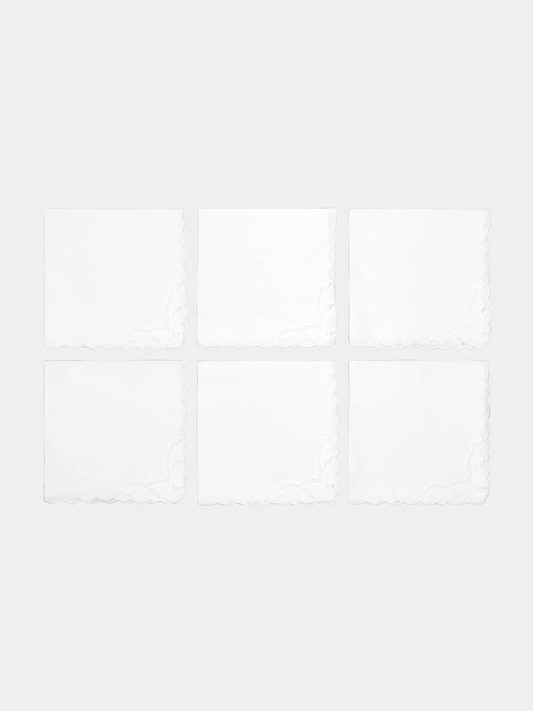 Taf Firenze - Foglie Organza Hand-Embroidered Linen Placemats and Napkins (Set of 6) -  - ABASK