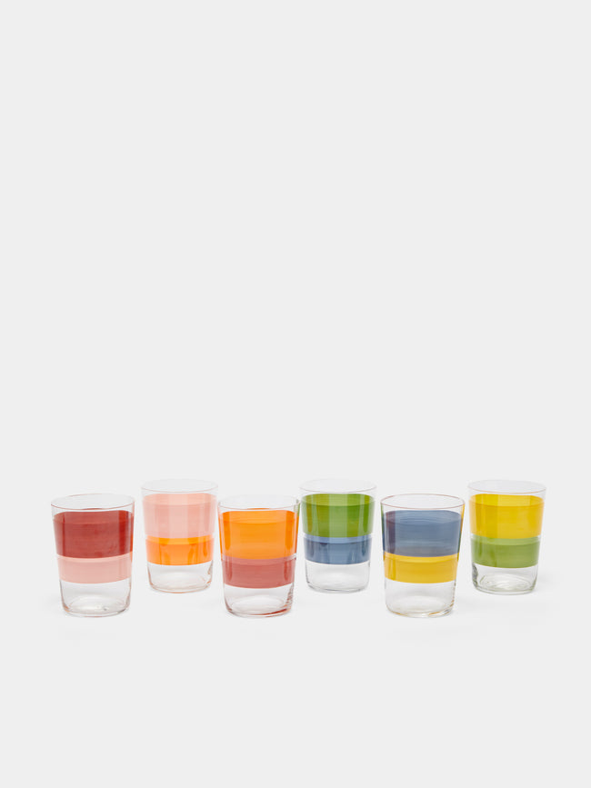 Los Vasos de Agua Clara - Portofino Hand-Painted Glass Tumblers (Set of 6) - Multiple - ABASK