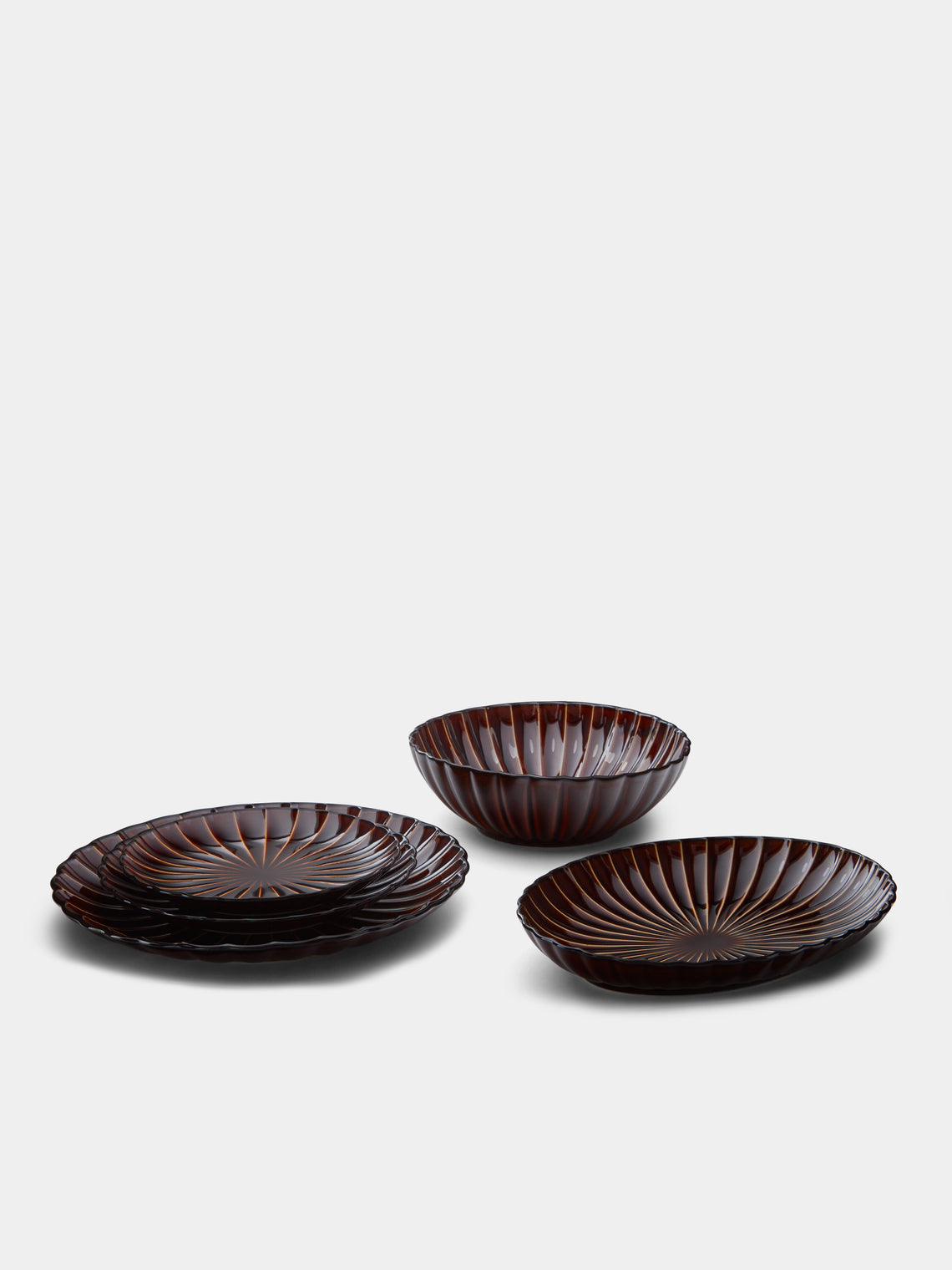 Kaneko Kohyo - Giyaman Urushi Ceramic Dessert Plates (Set of 4) - Brown - ABASK